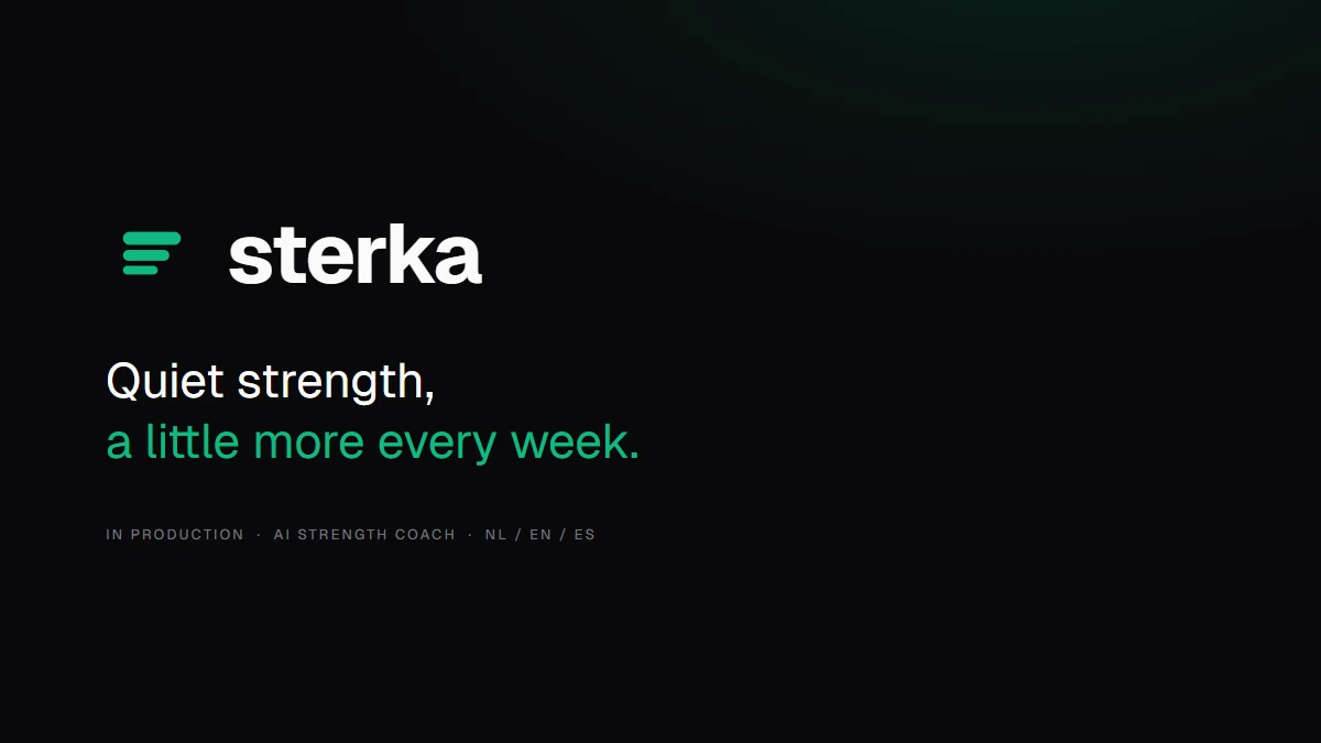 Sterka brand card: quiet strength, a little more every week